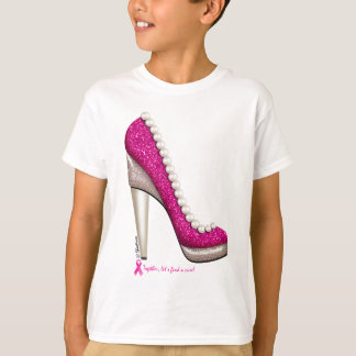 Borstkanker Glitter Pearl Pump T-shirt