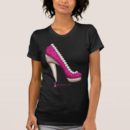 Borstkanker Glitter Pearl Pump T-shirt (Voorkant)