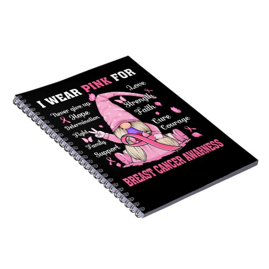 Borstkanker Gnome I Draag roze voor borstkanker Notitieboek (Rechterzijde)