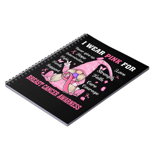 Borstkanker Gnome I Draag roze voor borstkanker Notitieboek (Linkerzijde)