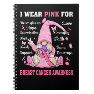 Borstkanker Gnome I Draag roze voor borstkanker Notitieboek