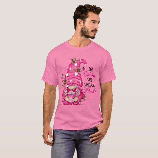 Borstkanker Gnome T Shirt (Voorkant volledig)