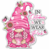 Borstkanker Gnome Vinyl Sticker (Voorkant)