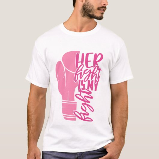 Borstkanker Haar gevecht is mijn gevecht roze lint T-shirt (Voorkant)