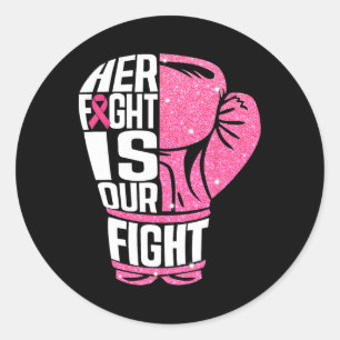 Borstkanker Haar gevecht is onze bokshandschoenen Ronde Sticker