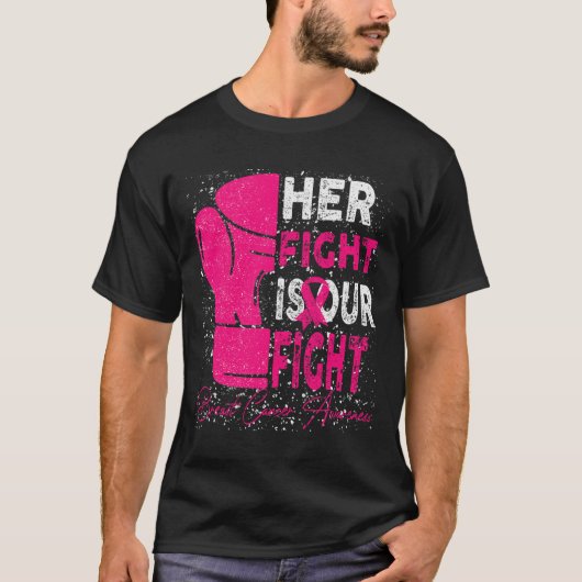 Borstkanker Haar Strijd Is Onze Strijd Borstkanker T-shirt (Voorkant)