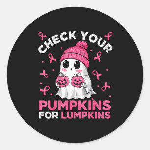 Borstkanker Halloween Boo Geest Controleer Je Pomp Ronde Sticker
