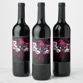 Borstkanker Halloween Costume Boo met heks Pet Wijn Etiket (Flessen)