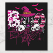 Borstkanker Halloween Costume Boo met heks Pet Wijn Etiket (Enkel label)