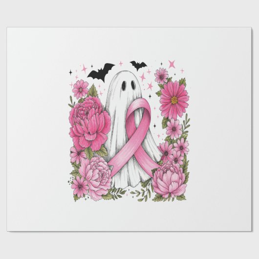 Borstkanker Halloween Geest Boho Cadeaupapier (Vlak)