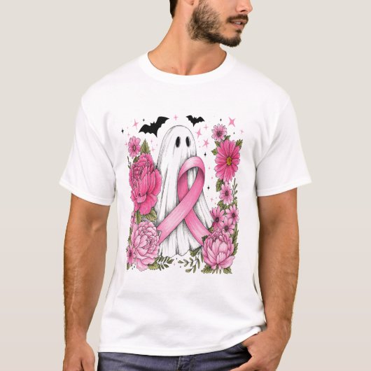 Borstkanker Halloween Geest Boho T-shirt (Voorkant)