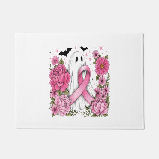 Borstkanker Halloween Ghost Boho Deurmat (Voorkant)