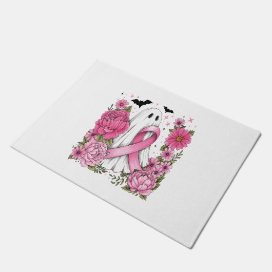 Borstkanker Halloween Ghost Boho Deurmat (Schuin)