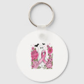 Borstkanker Halloween Ghost Boho Sleutelhanger (Voorkant)