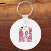Borstkanker Halloween Ghost Boho Sleutelhanger (Voorkant)