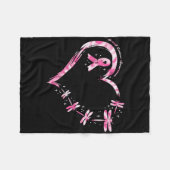 Borstkanker Hart Dragonflies Bewustzijn Vrouwen KI Fleece Deken (Voorkant (Horizontaal))