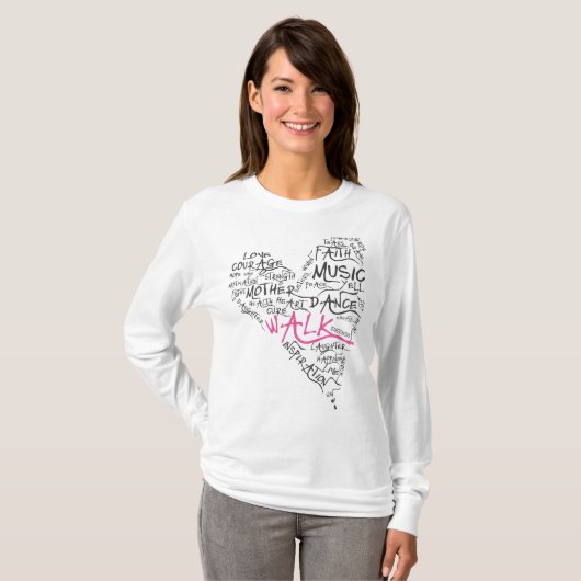 Borstkanker Hart T-shirt (Voorkant volledig)