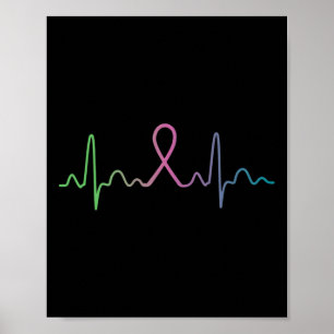 Borstkanker Heartbeat Awareness Survivor Gift Poster