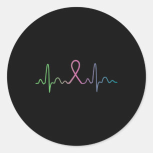 Borstkanker Heartbeat Awareness Survivor Gift Ronde Sticker