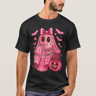 Borstkanker Hoop Kracht Geloof Overlevende Ghost W T-shirt
