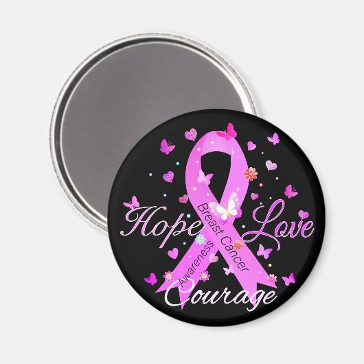 Borstkanker hoop liefde moed magneet (Voorkant / Achterkant)