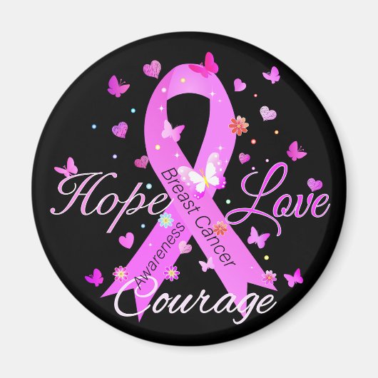 Borstkanker hoop liefde moed magneet (Voorkant)