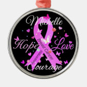 Borstkanker hoop liefde moed metal Ornament (Voorkant)