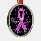 Borstkanker hoop liefde moed metalen ornament (Rechts)