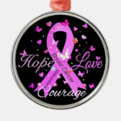 Borstkanker hoop liefde moed metalen ornament (Voorkant)