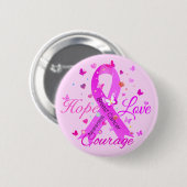 Borstkanker hoop liefde moed ronde button 5,7 cm (Voorkant /achterkant)