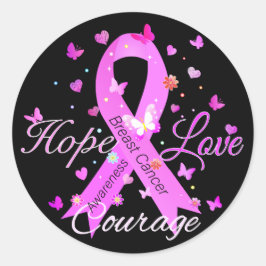 Borstkanker hoop liefde moed ronde sticker