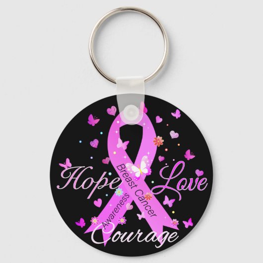 Borstkanker hoop liefde moed sleutelhanger (Voorkant)