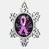 Borstkanker hoop liefde moed sneeuwvlok Pewter C Tin Sneeuwvlok Ornament (Rechts)