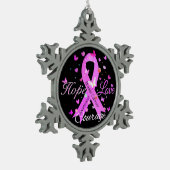 Borstkanker hoop liefde moed tin sneeuwvlok ornament (Links)