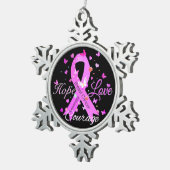 Borstkanker hoop liefde moed tin sneeuwvlok ornament (Rechts)