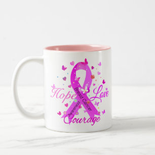 Borstkanker hoop liefde moed tweekleurige koffiemok