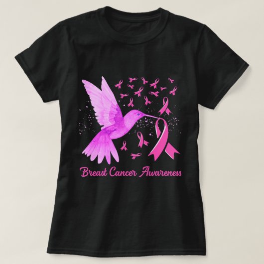 Borstkanker Hummingbird Pink Sunflower Breast Ca T-shirt (Design voorkant)