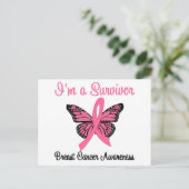 Borstkanker Ik ben een overlevende Briefkaart (Staand voorkant)