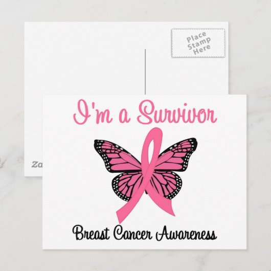 Borstkanker Ik ben een overlevende Briefkaart (Voorkant / Achterkant)