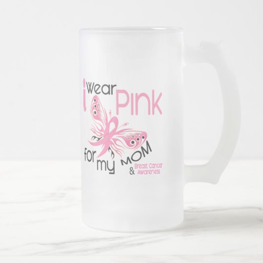 Borstkanker Ik DRAAG PINK VOOR MIJN MOM 45 Matglas Bierpul (Rechts)