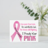Borstkanker Ik Draag roze 1 Briefkaart (Staand voorkant)