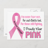 Borstkanker Ik Draag roze 1 Briefkaart (Voorkant / Achterkant)