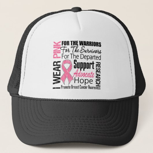 Borstkanker Ik Draag roze lintTRIBUTE Trucker Pet (Voorkant)
