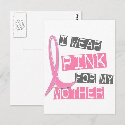 Borstkanker Ik Draag roze voor mijn moeder 37 Briefkaart (Voorkant / Achterkant)