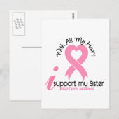 Borstkanker Ik steun mijn zuster Briefkaart (Voorkant / Achterkant)
