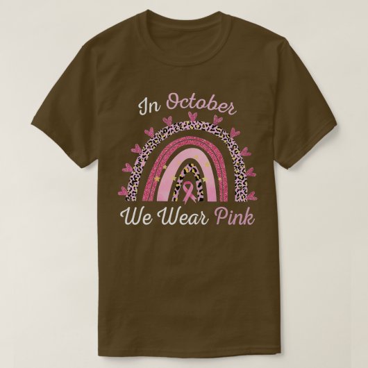 Borstkanker in oktober Draag we roze leopardpijn T-shirt (Design voorkant)