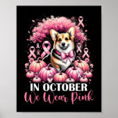 Borstkanker In oktober Draag we roze pompoenkorf Poster (Voorkant)