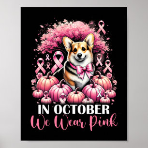 Borstkanker In oktober Draag we roze pompoenkorf Poster