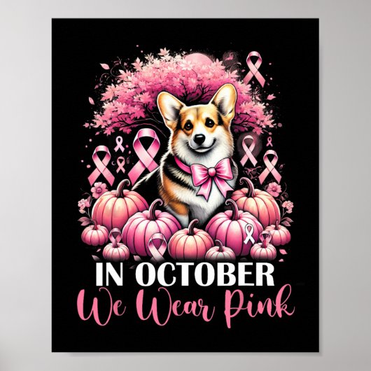 Borstkanker In oktober Draag we roze pompoenkorf Poster (Voorkant)