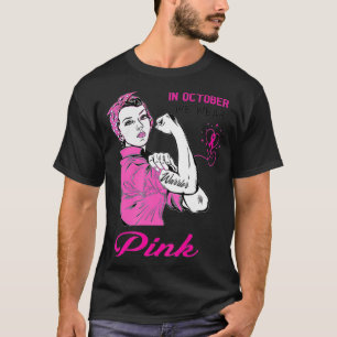 Borstkanker in oktober Draag we roze worm T-shirt